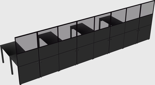Shared l-shaped cubicle