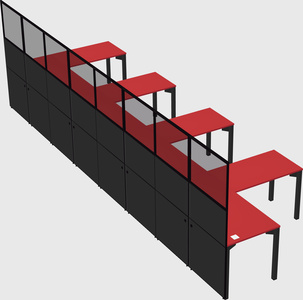 Shared l-shaped cubicle