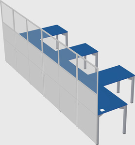Shared l-shaped cubicle