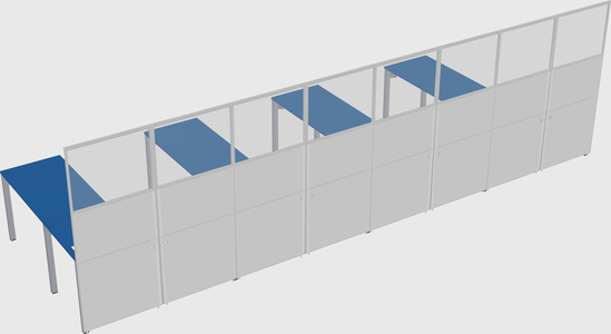 Shared l-shaped cubicle