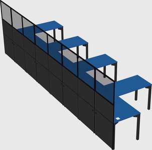 Shared l-shaped cubicle
