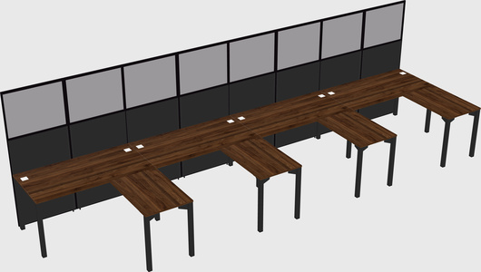 Shared l-shaped cubicle