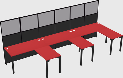 Shared l-shaped cubicle