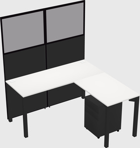 Shared l-shaped cubicle
