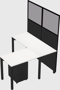 Shared l-shaped cubicle