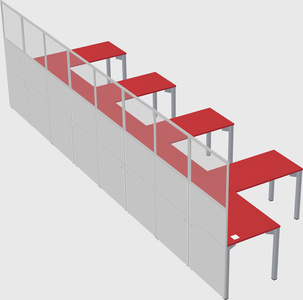 Shared l-shaped cubicle