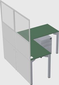 Shared l-shaped cubicle