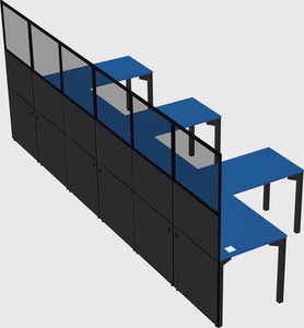 Shared l-shaped cubicle