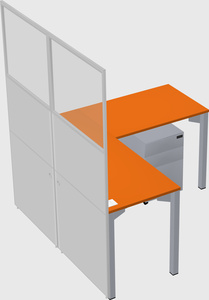 Shared l-shaped cubicle