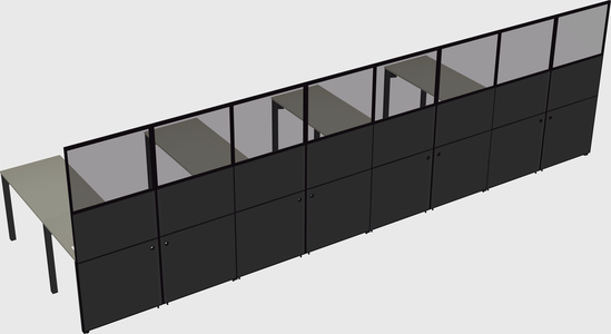 Shared l-shaped cubicle