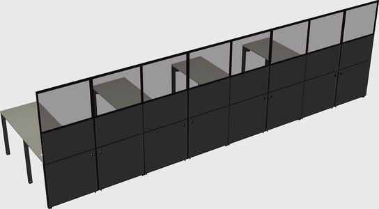 Shared l-shaped cubicle