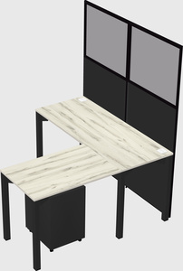 Shared l-shaped cubicle