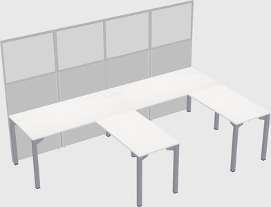 Shared l-shaped cubicle