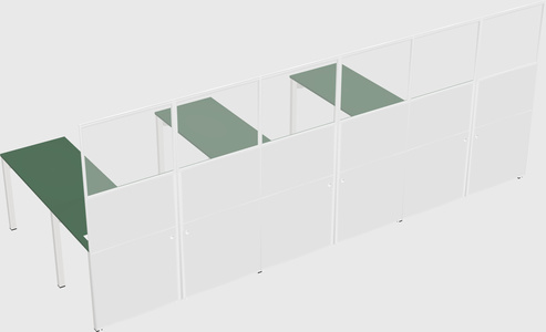 Shared l-shaped cubicle