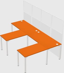 Shared l-shaped cubicle