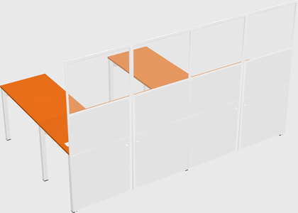 Shared l-shaped cubicle