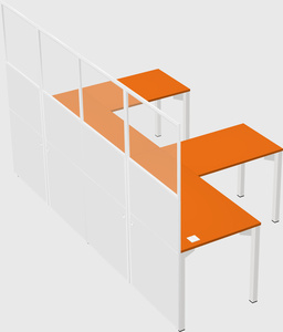Shared l-shaped cubicle