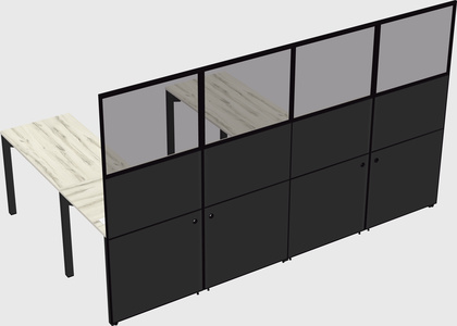Shared l-shaped cubicle