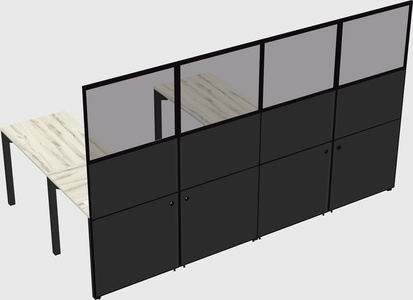 Shared l-shaped cubicle