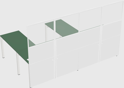 Shared l-shaped cubicle