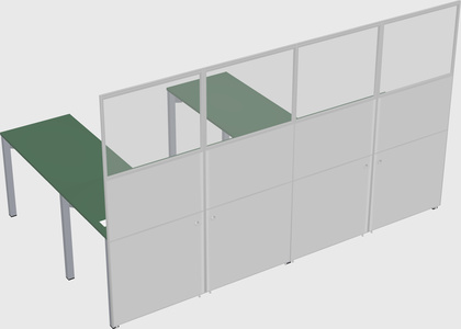 Shared l-shaped cubicle
