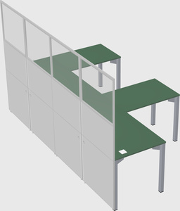 Shared l-shaped cubicle