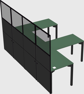 Shared l-shaped cubicle