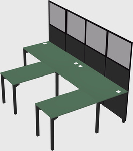 Shared l-shaped cubicle