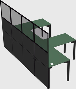 Shared l-shaped cubicle