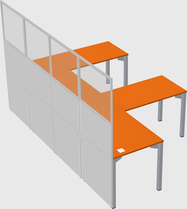Shared l-shaped cubicle