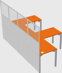Shared l-shaped cubicle