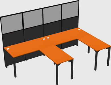 Shared l-shaped cubicle