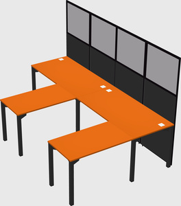 Shared l-shaped cubicle