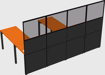 Shared l-shaped cubicle