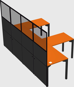 Shared l-shaped cubicle