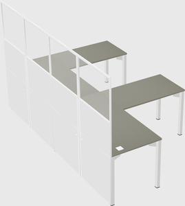 Shared l-shaped cubicle