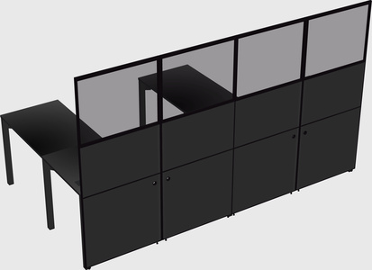 Shared l-shaped cubicle