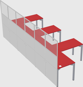 Shared l-shaped cubicle