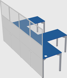 Shared l-shaped cubicle