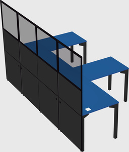 Shared l-shaped cubicle