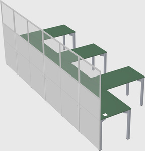 Shared l-shaped cubicle