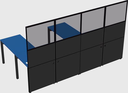 Shared l-shaped cubicle