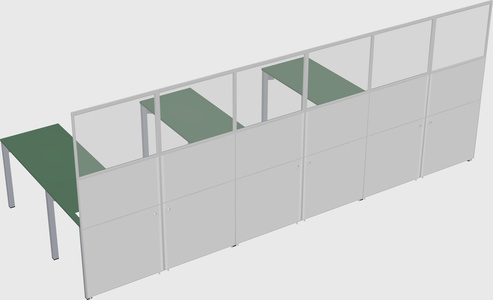 Shared l-shaped cubicle