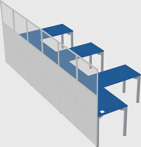 Shared l-shaped cubicle