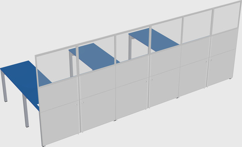 Shared l-shaped cubicle