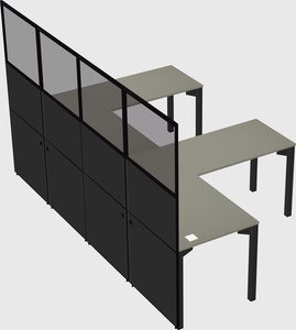 Shared l-shaped cubicle