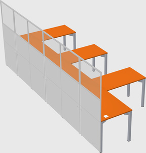 Shared l-shaped cubicle