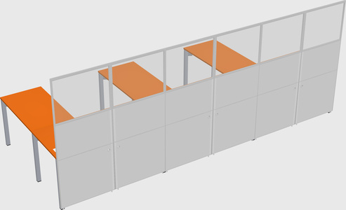 Shared l-shaped cubicle