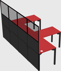 Shared l-shaped cubicle