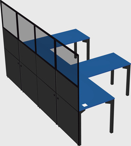 Shared l-shaped cubicle